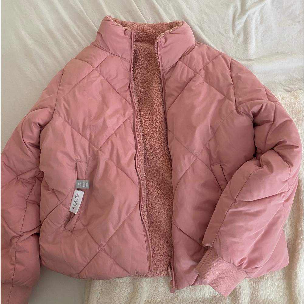 Children’s Place pink puffy jacket. Size 14 girls.